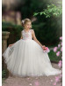 White Tulle Fairytale Flower Girl Dress With Removable Train